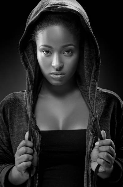 istock Black and white studio shot of beautiful female model 843314568