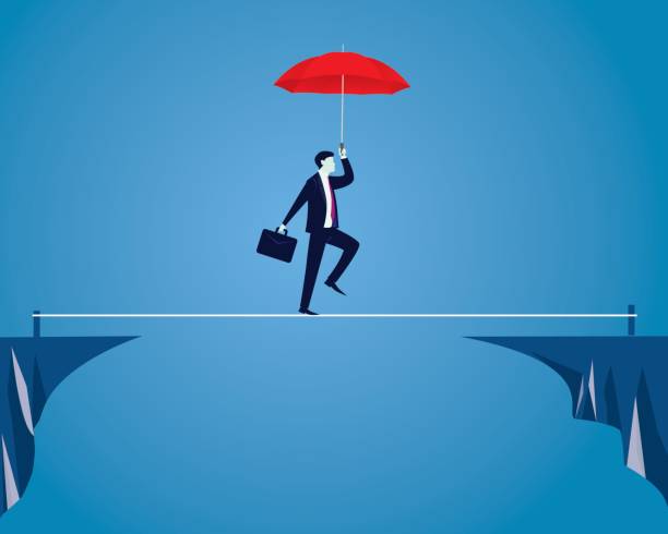 istock Businessman Walking on Rope. Risk Challenge in Business Concept 843318830