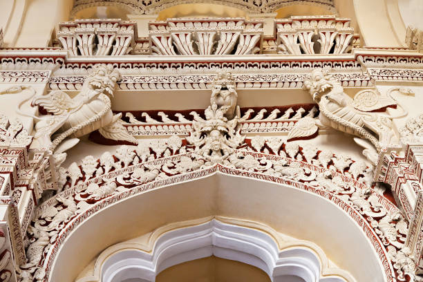 Architecture details inside an old castle in India