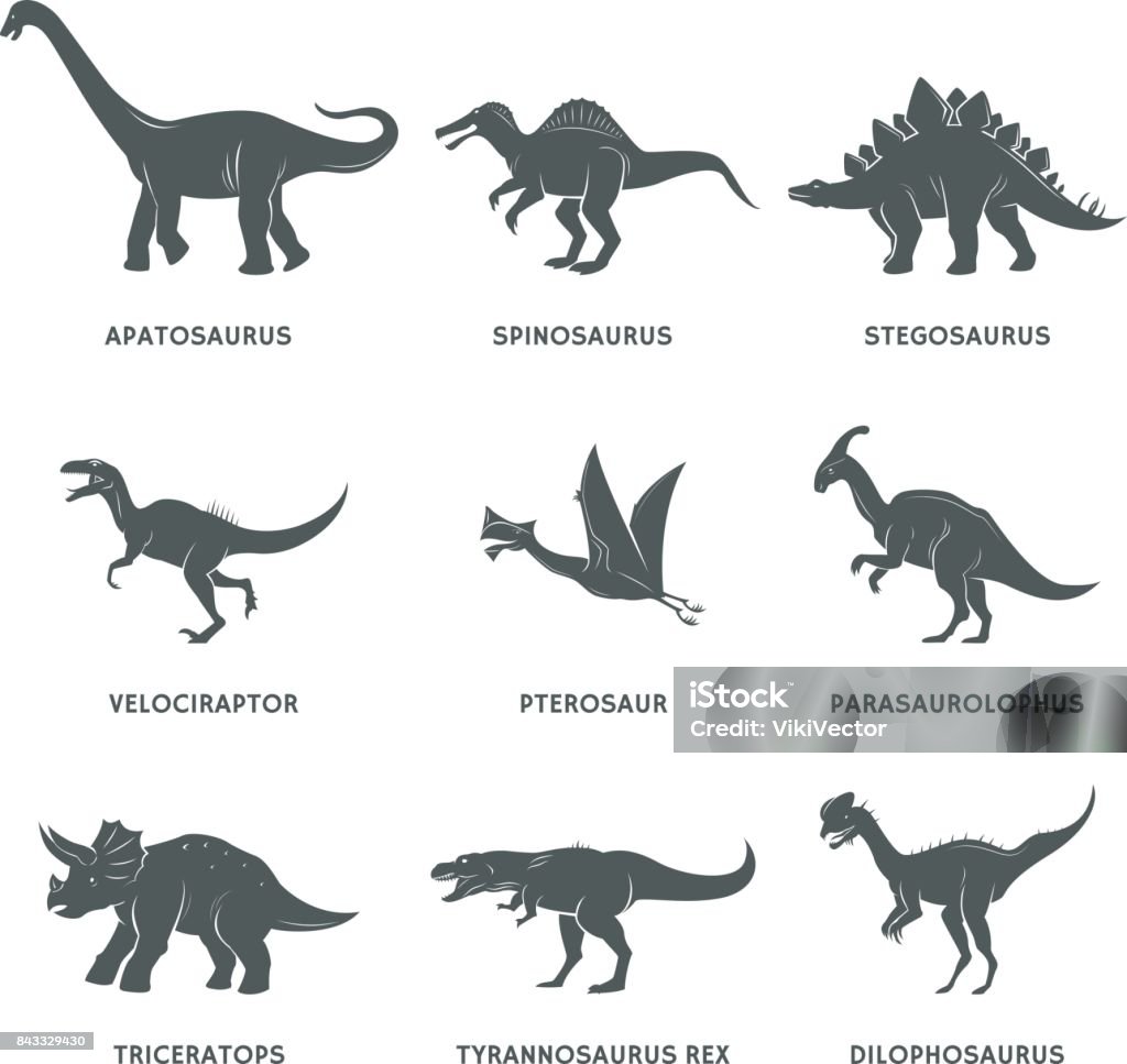 Ilustración de Silueta De Dinosaurio Negro Con Nombres y más Vectores  Libres de Derechos de Dinosaurio - Dinosaurio, Velociraptor, Vector - iStock