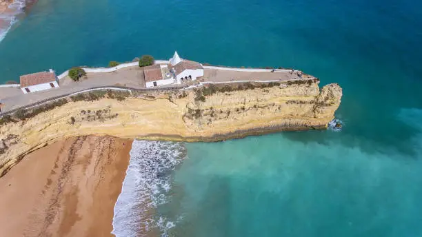 Aerial. Cape Senhora da Rocha on the shore of Aramacao De Pera.