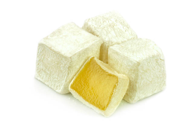 istock Traditional Turkish delight, isolated on white background 843361156