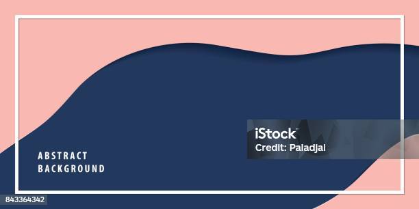 Modern Freeform Abstract Paper Cut Layer Background Banner Navy Blue And Pink Color Vector Background Concept Stock Illustration - Download Image Now