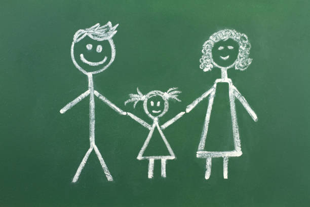 istock Drawing of family with chalk 843364380