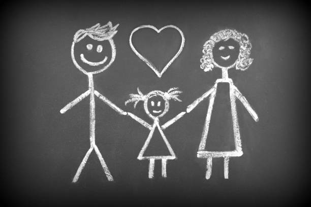 Drawing of family with chalk