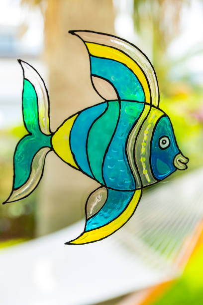 istock Window painting of fish made by window colors 843371120