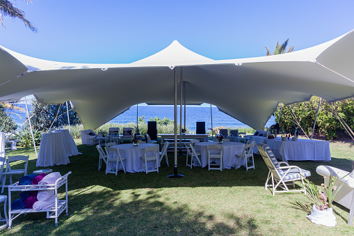 Tent Bedouin Chairs Wedding Venue Beach Ocean Horizon Landscape