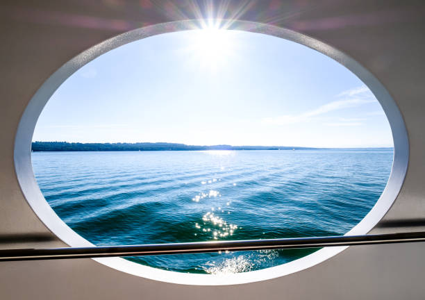 porthole porthole at a modern ferry scuttle stock pictures, royalty-free photos & images