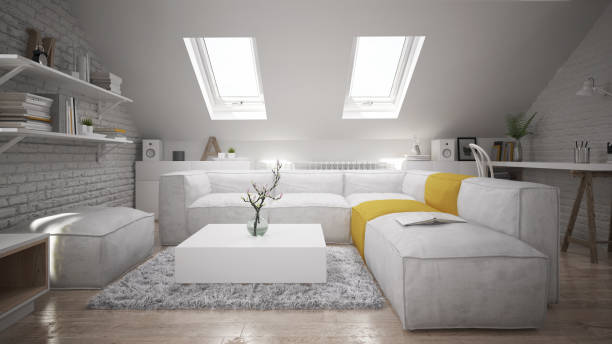 istock Interior of a glamours sofa in a modern attic 843390344