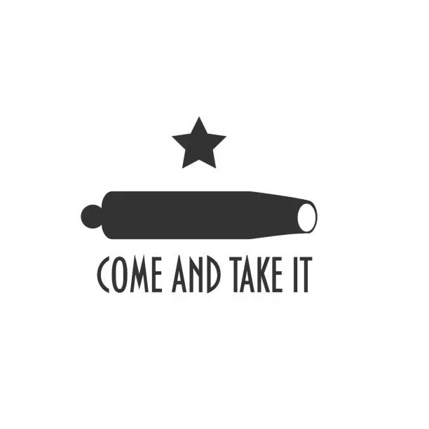 Vector illustration of Come and Take it flag variation of Battle of Gonzales, Texas Revolution.