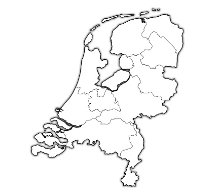 territory of provinces on map with administrative divisions of netherlands