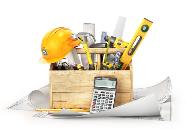istock Construction count concept. Shopping basket full of construction materials 843394328