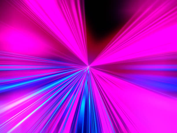 istock Laser beams. Speed motion on the neon glowing road at dark. 843398012