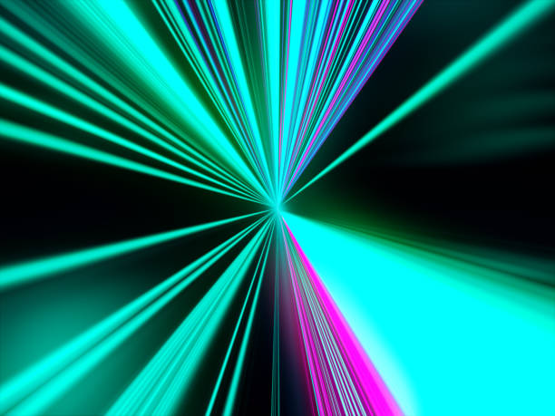 istock Green pink laser beams. 843398146