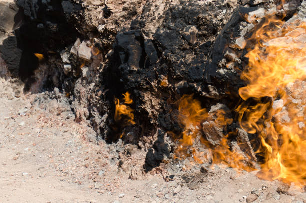 istock Yanar Dag meaning burning mountain is a natural gas fire 843401040