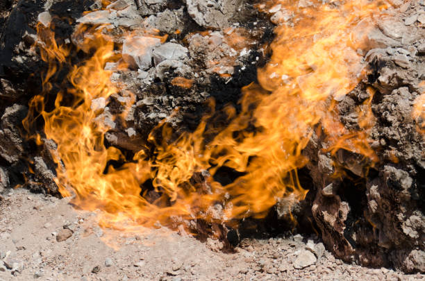 istock Yanar Dag meaning burning mountain is a natural gas fire 843401256