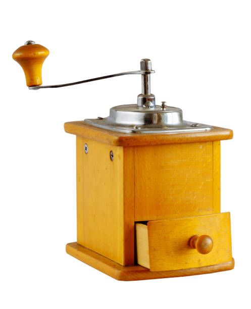 istock Retro manual coffee mill. Antique coffee grinder isolated on white background. 843404238