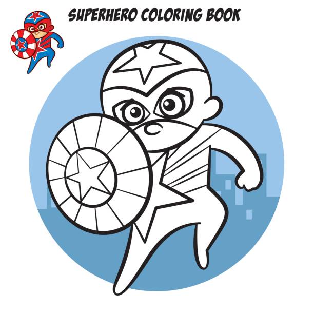 ilustrações de stock, clip art, desenhos animados e ícones de superhero coloring book. comic character isolated on white background - humor book fun human age