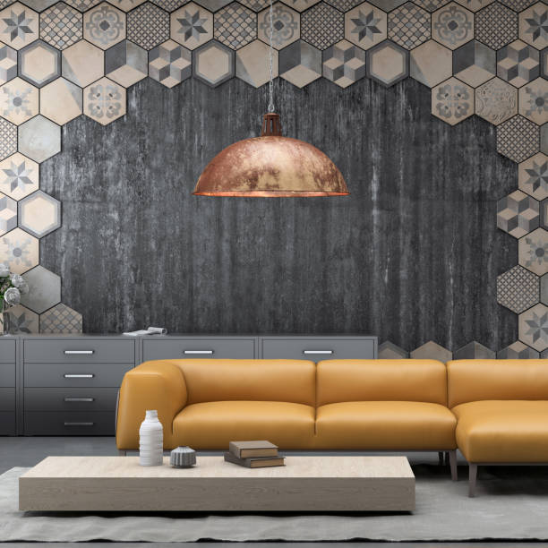 istock Modern pastel colored sofa in front of a blank wall - copy space template 843414014