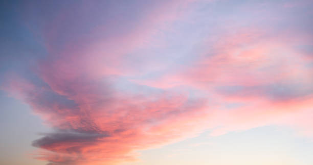 Beautiful pastel cloudy sunset with blue sky in California