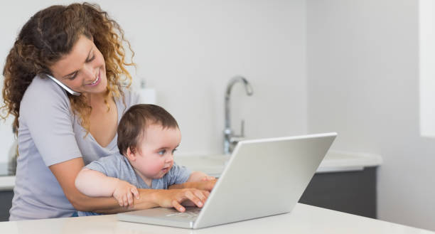 istock Young woman multi tasking at home 843414728