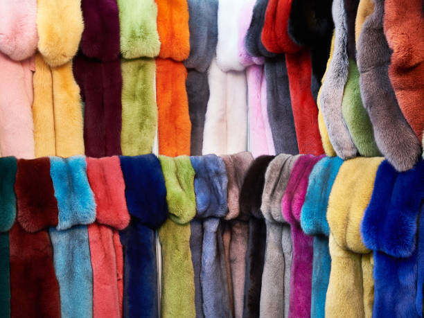 istock Colorful dyed fur on market 843415306