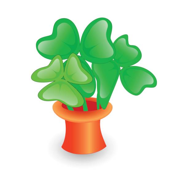 shamrock w cylindrowym kapeluszu - vibrant color shiny irish culture traditional culture stock illustrations