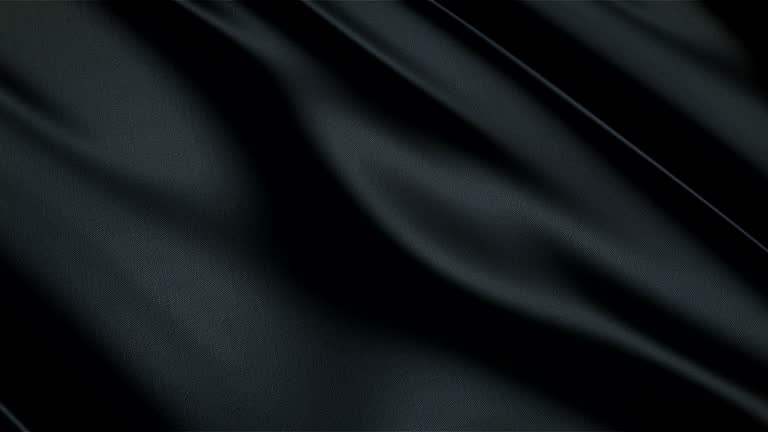 Black glossy cloth satin realistic seamless loop waving animation