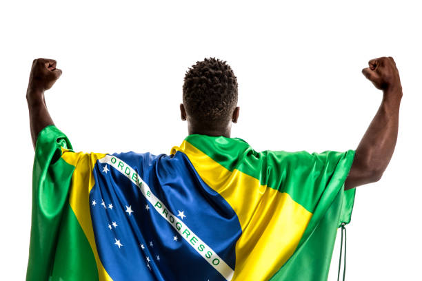 istock Brazilian Fan / Sport Player celebrating on white background 843428238