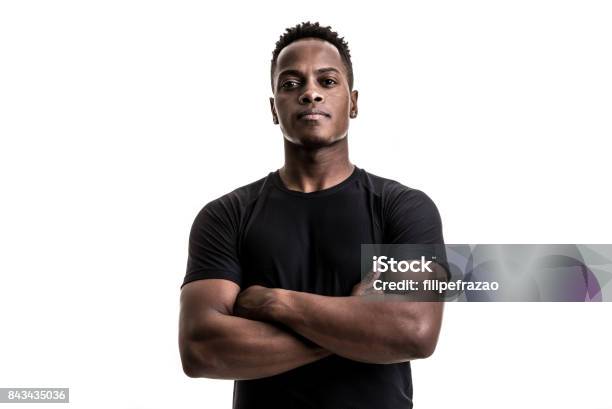 Photo libre de droit de Portrait Dun Homme Athlétique Afro banque d'images et plus d'images libres de droit de Hommes - Hommes, Couleur noire, Portrait - Image