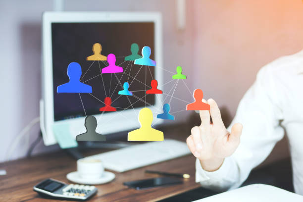 istock man  hand  icon of social network. 843435246