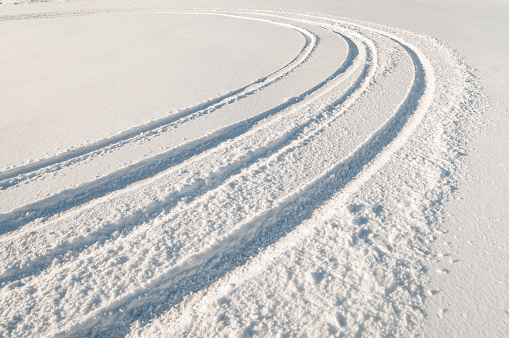 Tire tracks in snow