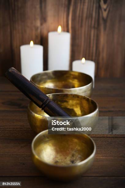 Tibetan Handcrafted Singing Bowls Stock Photo - Download Image Now - Arts Culture and Entertainment, Asia, Aura