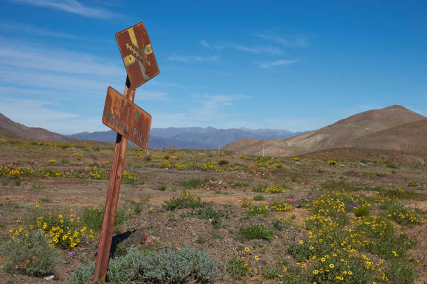istock Old railway sign in the Atacama Desert 843435784