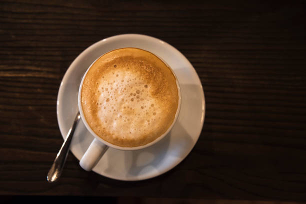 istock Top view of a cup of cappuccino coffee 843442408