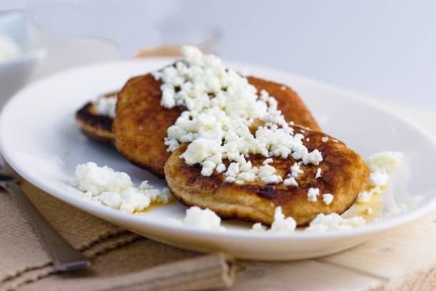 istock Pancake with cottage cheese and syrup 843463568