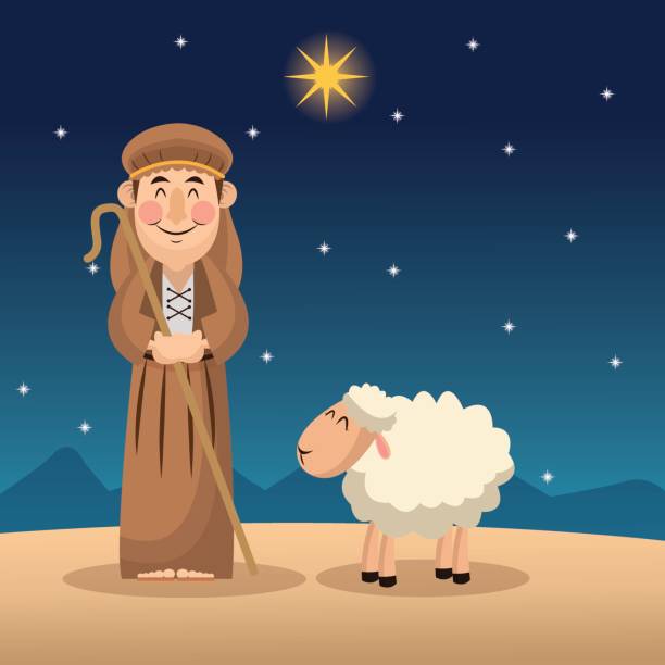 Shepherd Cartoon Design Stock Illustration - Download Image Now - Shepherd,  Sheep, Nativity Scene - iStock