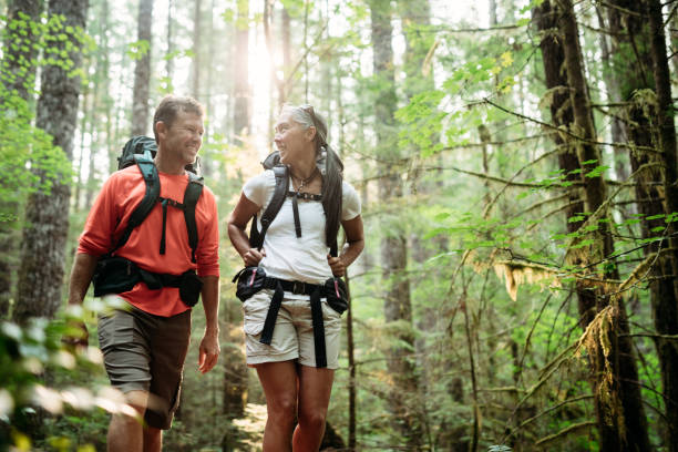 istock Mature Couple Backpacking in Forest 843466274