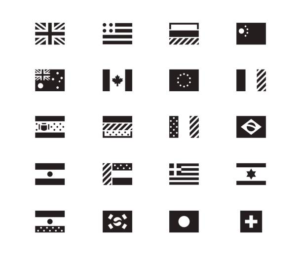 ikony flagi świata na białym tle. ilustracja wektorowa - argentina australia stock illustrations