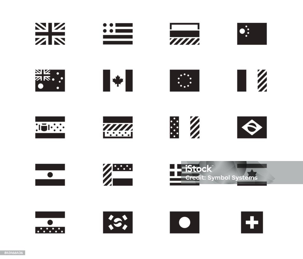 Иконы всемирного флага на белом фоне. Иллюстрация вектора - Векторная графика Английский флаг роялти-фри