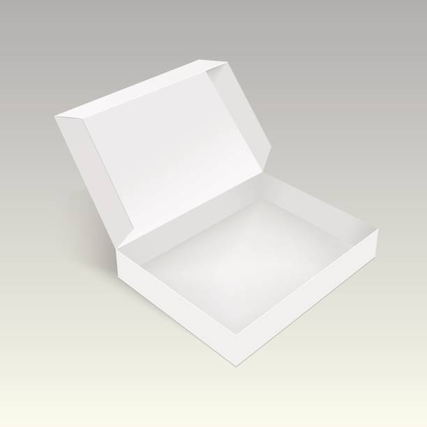 istock Opened cardboard package box for food, gifts or other products. Vector template. 843476598