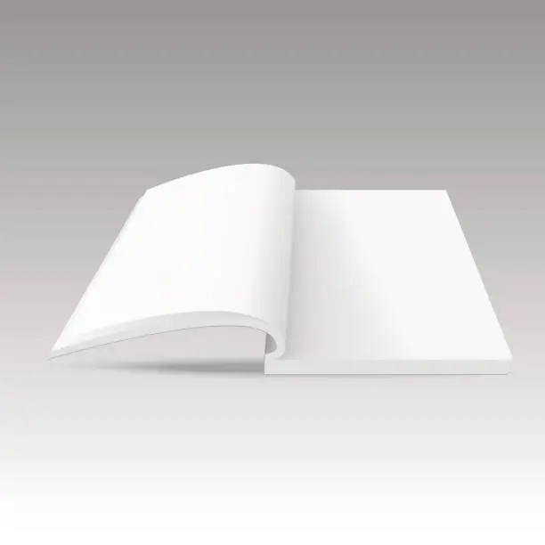 Vector illustration of Blank pages of opened book. Mock up opened magazine, booklet or brochure. Vector.