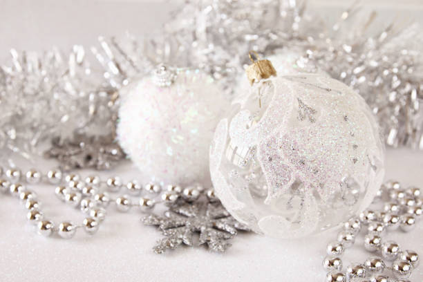 istock Image of christmas festive tree white ball decoration 843478900