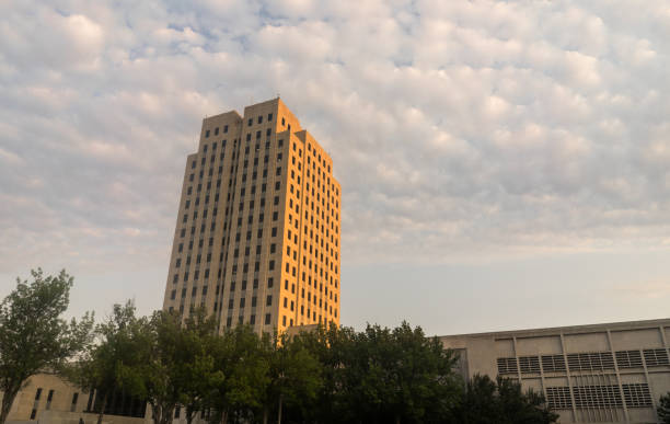 istock Clouds Roll In North Dakota Capital Building Bismarck 843481808