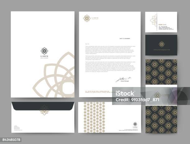 Branding Identity Template Corporate Company Design Set For Business Hotel Resort Spa Luxury Premium Logo Vector Illustration Stock Illustration - Download Image Now