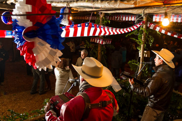 Celebrations of Chile's Independence Day Panguipulli, Chile - September 17, 2014: Traditional musicians playing in "ramadas" at National day on Chile. Background people dancing. chilean ethnicity stock pictures, royalty-free photos & images