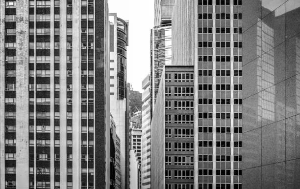 istock Hong Kong Modern office building with B&W color 843498986