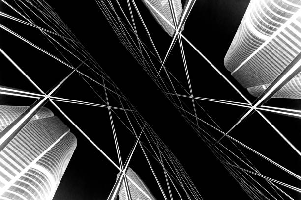 istock Abstract buildings background with B&W color 843499074