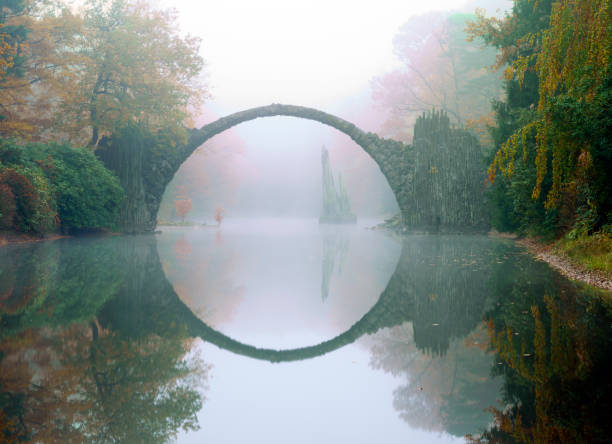 istock Devil's bridge in Kromlau in autumn coat 843509186