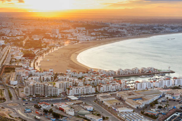 istock Beach in Agadir city at sunrise, Morocco 843511044